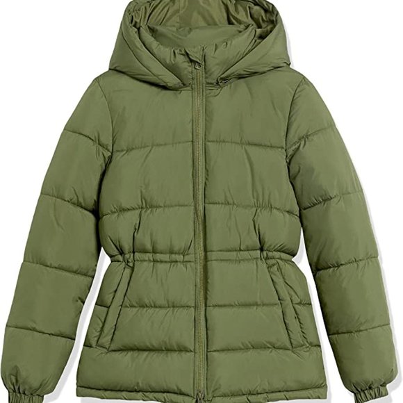 NEW Amazon Essentials Womens Heavyweight Puffer Jacket with Drawstring Waist Lg - Picture 1 of 5